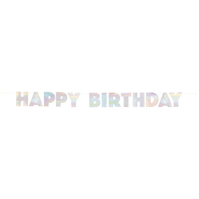 Banner Kit - Foil, Iridescent, "Happy Birthday", 7.25 Ft