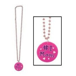 Beads W/Printed #1 Mom Medallion