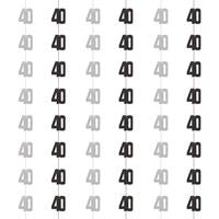 Black & Silver Glitz 40th Birthday Hanging Decorations