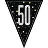 Black & Silver Glitz 50th Birthday Flag Banner