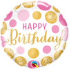 Foil Balloon - Birthday Pink/gold Dots