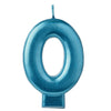 Candle - Numeral #0 Blue, 3 1/4"