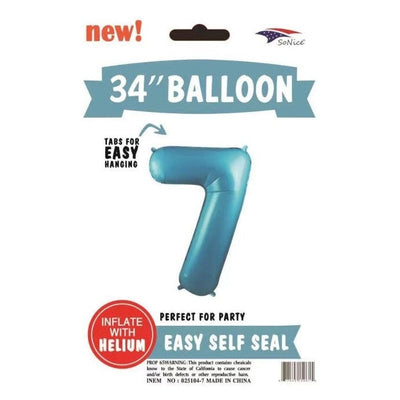 Foil Balloon - Jumbo Number Light Blue 7