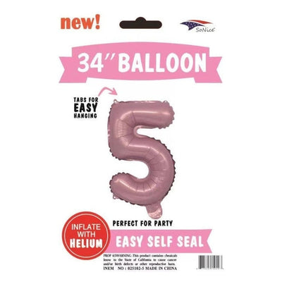 Foil Balloon - Jumbo Number Light Pink 5