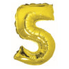 Foil Balloon - Mini Number Gold 5 16 Inch Air-Filled Only, Not Packaged