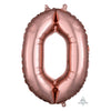 Foil Balloon - Mini Number Rose Gold 0 16 Inch Air-Filled Only