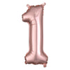 Foil Balloon - Mini Number Rose Gold 1 16 Inch Air-Filled Only