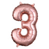 Foil Balloon - Mini Number Rose Gold 3 16 Inch Air-Filled Only