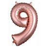 Foil Balloon - Mini Number Rose Gold 9 16 Inch Air-Filled Only