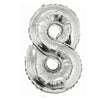 Foil Balloon - Mini Number Silver 8 16 Inch Air-Filled Only, Not Packaged