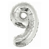 Foil Balloon - Mini Number Silver 9 16 Inch Air-Filled Only, Not Packaged