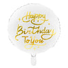 Happy Birthday to You White & Gold 14" Foil Balloon