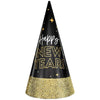 Happy New Year's Glitter DiPPEd Cone Hat - Black, Silver, Gold