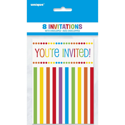 Invites - Rainbow Birthday, 8 Count