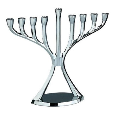 Menorah, Modern, Aluminum, Chrome Finish, 9" X 9"