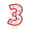 Number 3 Glitter Birthday Candle with Cake Decoration