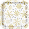 Plate, 9" Silver And Gold Snowflakes