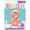 Rose Gold Number Shaped Standing Foil Balloon 30" 8