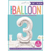 Silver Number Shaped Standing Foil Balloon 30" 3