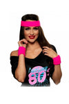 80s Neon Pink Headband Set