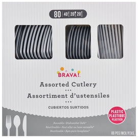 Reusable Plastic Cutlery Assortment, High Ct. - Silver