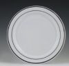 9" Premium Plastic White Plates with Silver Trim - 8 count