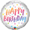 Happy Birthday Rainbow Dots 18" Foil Balloon