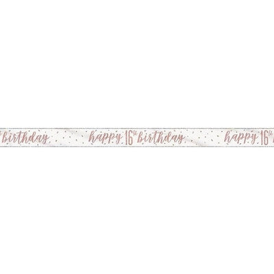 1 9Ft Glitz Rose Gold Foil Banner " Happy 16Th Birthday"