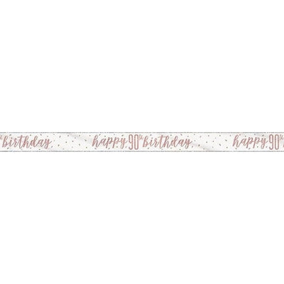 1 9Ft Glitz Rose Gold Foil Banner " Happy 90Th Birthday"