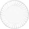 10" Scalloped Plate W/ Metal Trim - White