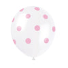 12" Latex Balloons, 6 Count - Lovely Pink Dots