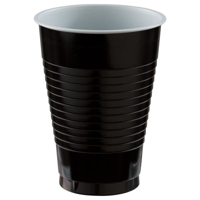 12 Oz. Plastic Cups, 50 Count. - Jet Black