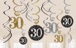 Sparkling Celebration 30th Birthday Value Pack Foil Swirl Decorations