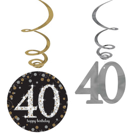 Sparkling Celebration 40th Birthday Value Pack Foil Swirl Decorations