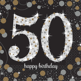 Sparkling Celebration 50th Birthday Beverage Napkins