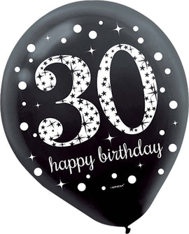 Sparkling Celebration "30th Birthday" Latex Balloons