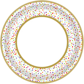 Rainbow Confetti Round Plates, 10 1/2"
