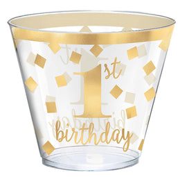 1st Birthday Gold Hot Stamped Tumblers, 9 oz.