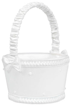 Basic Flower Basket - White with Faux Pearls