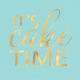 "It's Cake Time" Beverage Napkin, Hot-Stamped