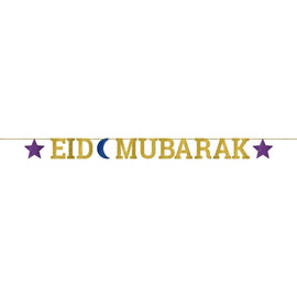 Eid Mubarak Glitter Ribbon Letter Banner