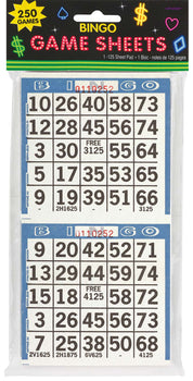 Bingo Game Sheets 125ct (250 cards)