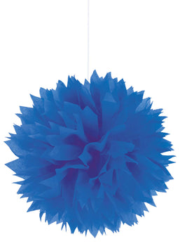 Bright Royal Blue Fluffy Paper Decorations, 3ct