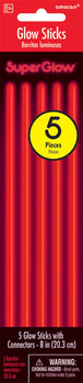8" Red Glow Sticks, 5ct