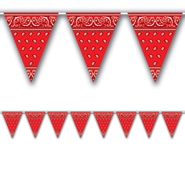 Bandana Pennant Banner red; all-weather; 12 pennants/string