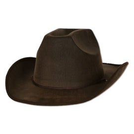 Faux Brown Leather Western Hat one size fits most