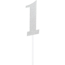 Silver Number One Cake Topper