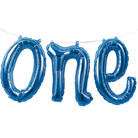 1St Birthday Blue "One" Balloon Banner