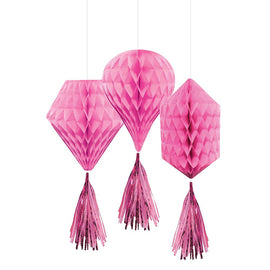 Mini Honeycombs w/ Tassels - Bright Pink
