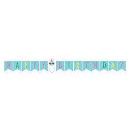 Llama Party Happy Birthday Banner